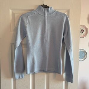 Women's Light Blue Half-Zip Turtleneck Sweater